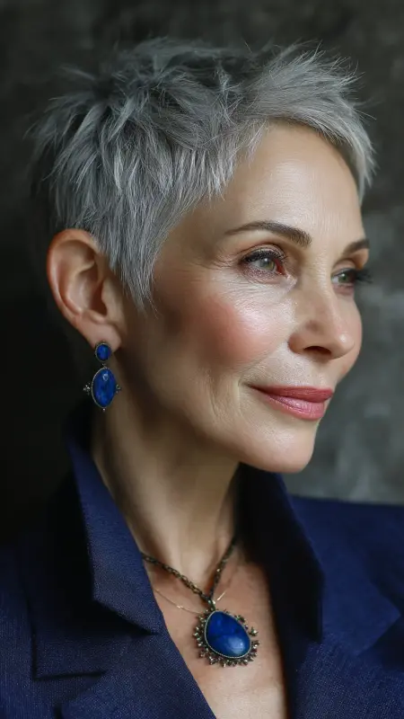 Pixie Cut with Textured Crown - Hairstyles for over 70 year old women