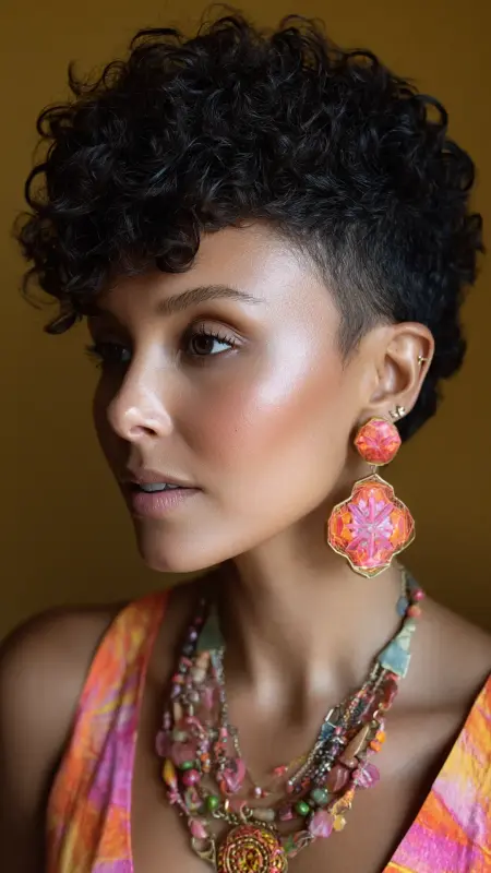 Pixie Fro with Tapered Sides - Short pixie haircuts for curly hair