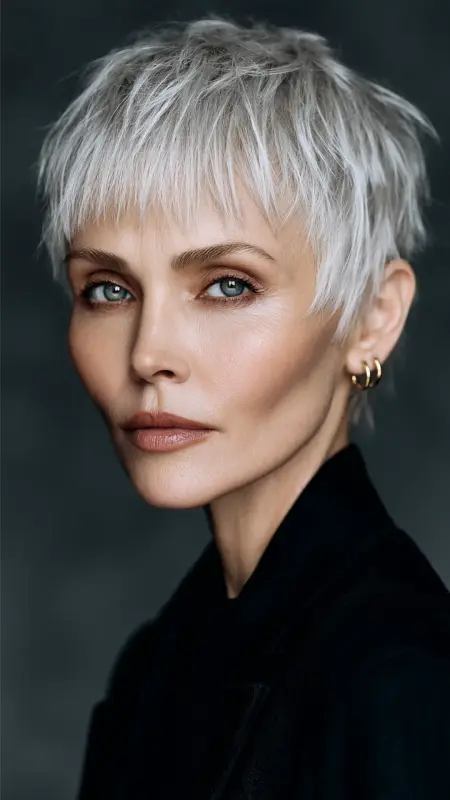 Pixie with Baby Bangs - pixie haircuts for women over 60