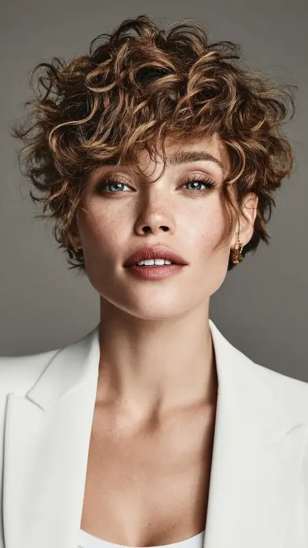 Pixie with Brushed-Forward Fringe - Short pixie haircuts for curly hair