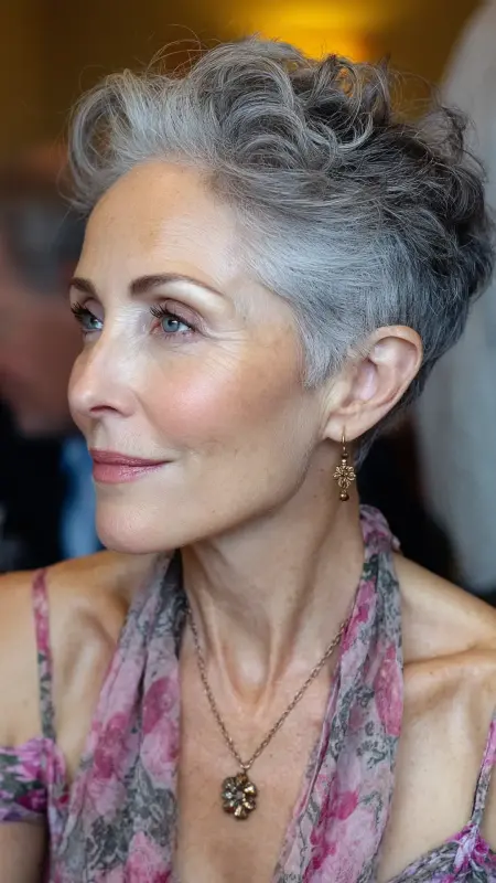 Pixie with Curled Top - Pixie Cut Hairstyles For Older Women