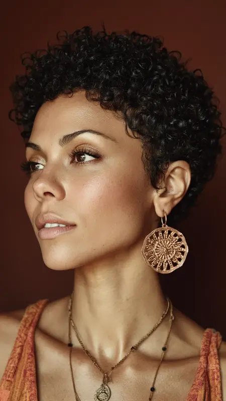 Pixie with Curly Sideburn Detail - Short pixie haircuts for curly hair
