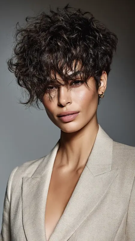 Pixie with Layered Taper and Defined Top - Short pixie haircuts for curly hair