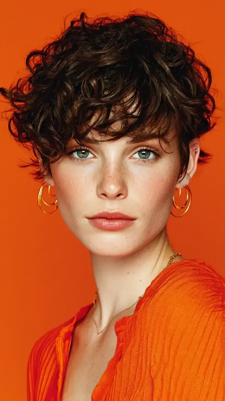 Pixie with Zig-Zag Part and Defined Curls - Short pixie haircuts for curly hair