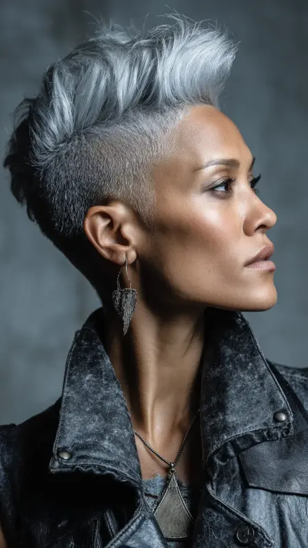 Platinum Silver Pompadour - silver hair color ideas