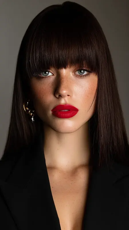 Poker-Straight Blunt Bangs - Straight Hairstyles