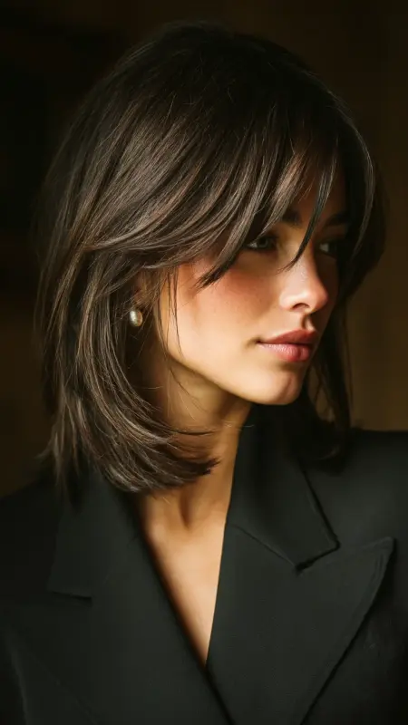 Polished Blowout with Tucked Curtain Bangs - Blowout with curtain bangs