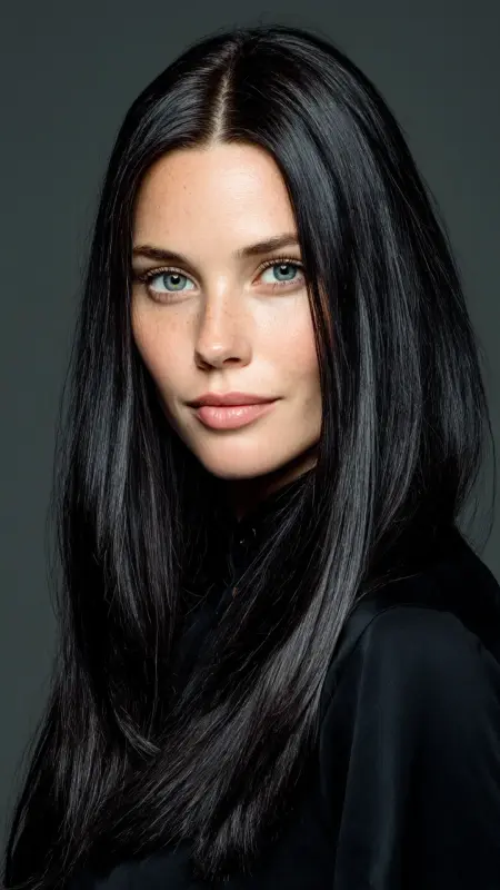 Polished Long Hair with Middle Part - Long Haircuts For Women Over 40
