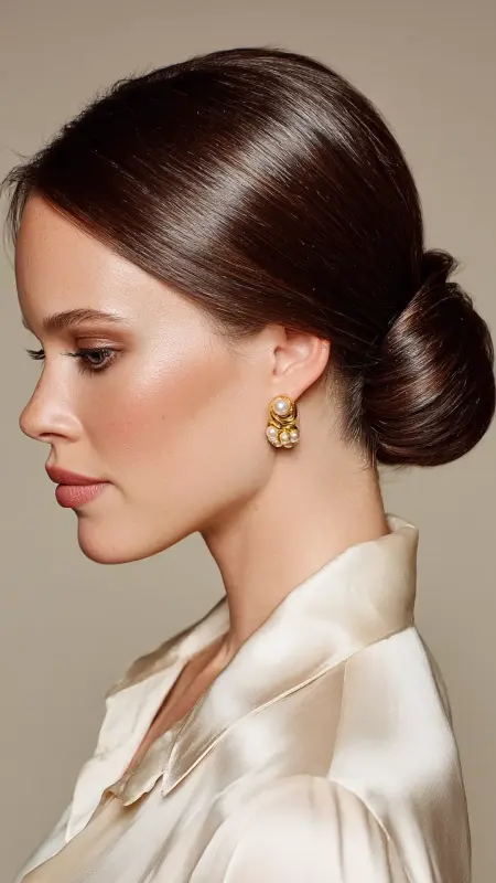 Polished Low Straight Bun - Straight Hairstyles
