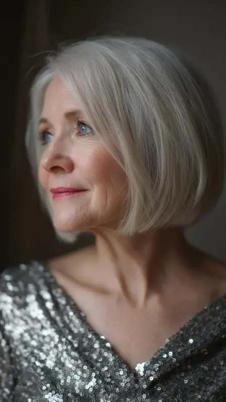 Polished Sleek Bob - Hairstyles for over 70 year old women