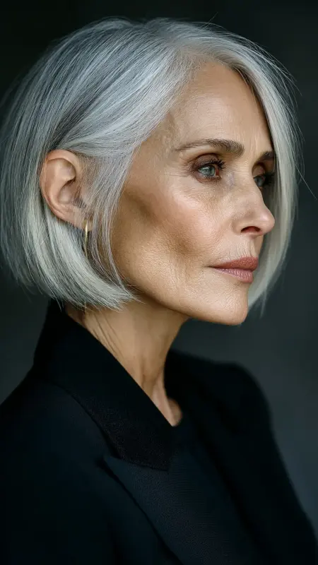 Polished Sleek Bob - Hairstyles for women over 70 with thinning hair