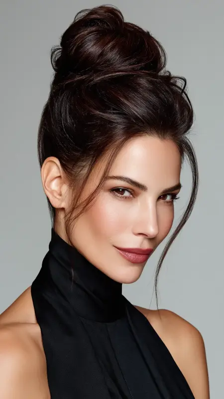 Polished Top Knot with Volume - hair styles for women over 40