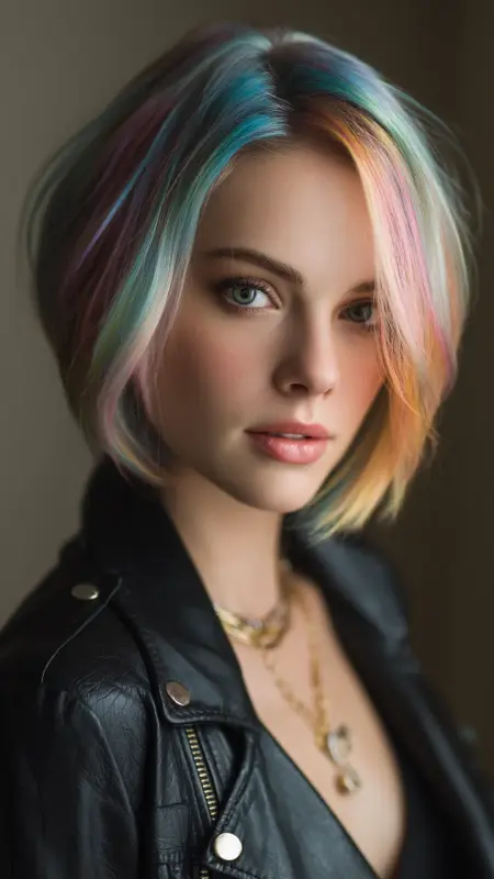 Kaleidoscope Dream: The Sleek Symphony Bob - Prism Hair