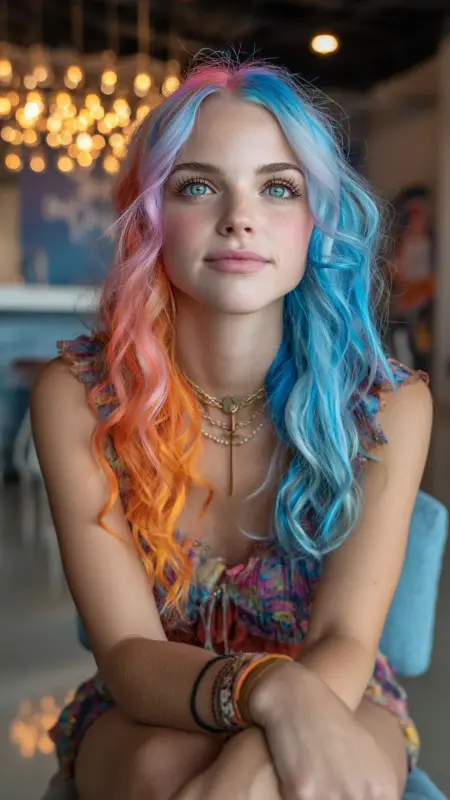 Enchanting Pastel Waves: A Kaleidoscope of Color - Prism Hair