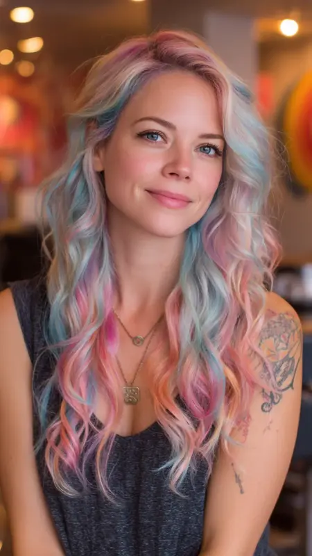 Enchanting Rainbow Waves - Prism Hair