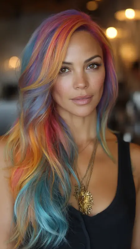 Radiant Waves of Colorful Magic - Prism Hair