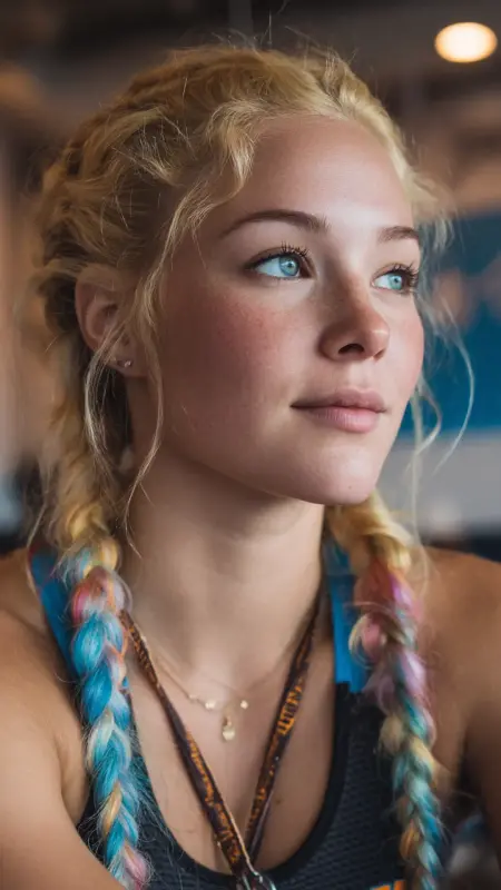 Enchanting Blonde Braids with a Pastel Whirl - Prism Hair