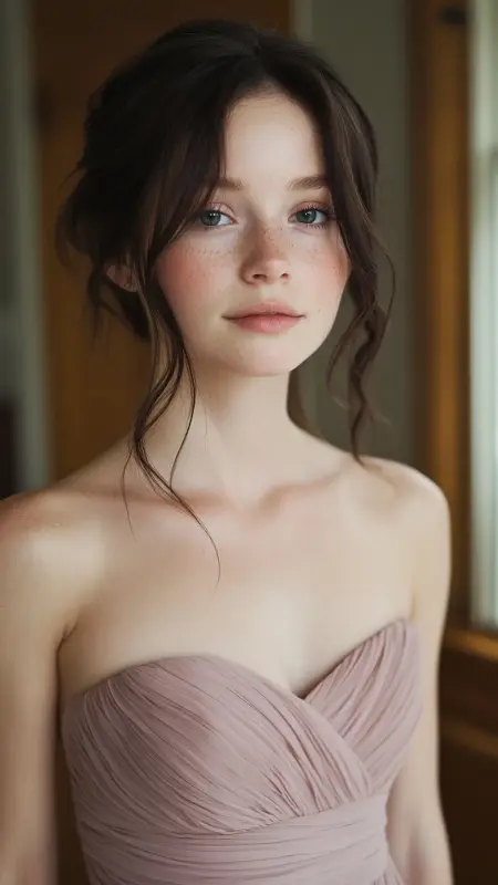 Enchanting Waves Updo: Effortless Elegance - Prom Hairstyles for Strapless Dresses