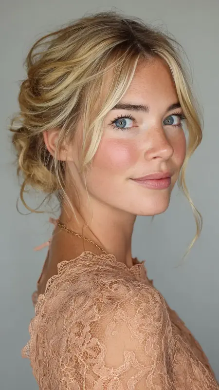 Romantic Updo with Face-Framing Tendrils - Timeless haircut