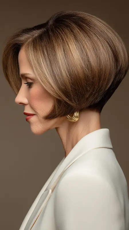Rounded Bob with Tapered Nape - Medium Length Bob Haircuts For Women Over 50