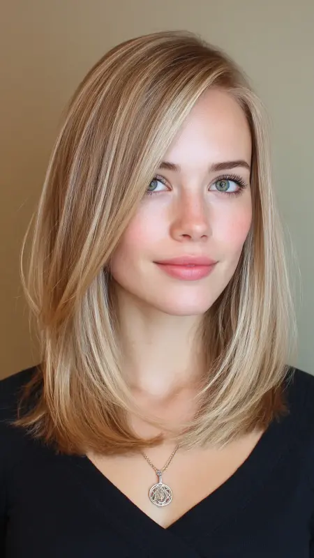 Sandy Beige Straight Cut - Low maintenance hair color