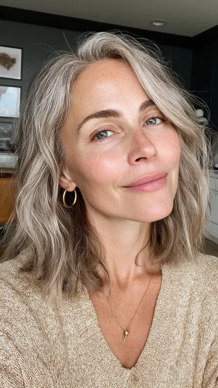 Sandy Beige with Ash Lowlights - Hair color ideas for women over 50