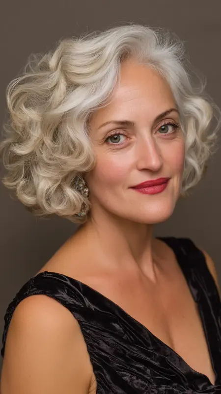 Sculpted Wavy Bob -  Short hairstyles for women over 60 with wavy hair 
