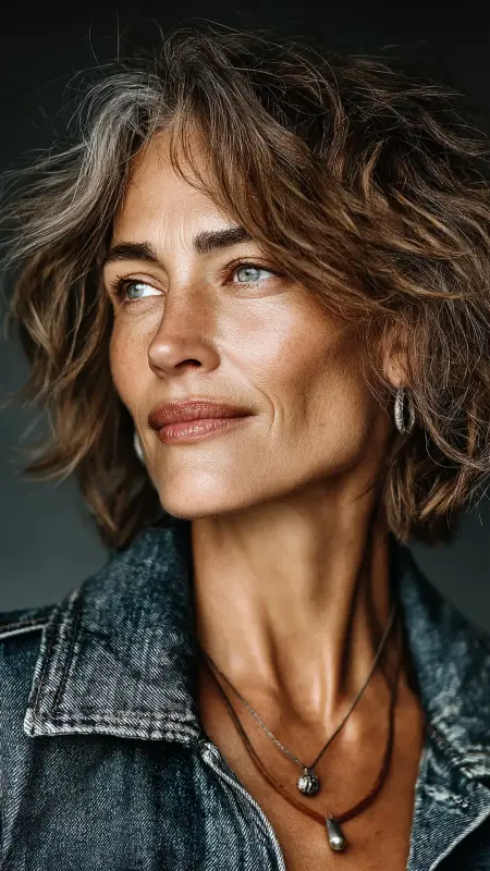 Shag with Undone Waves and Center Part - Shaggy Hairstyles For Women Over 50