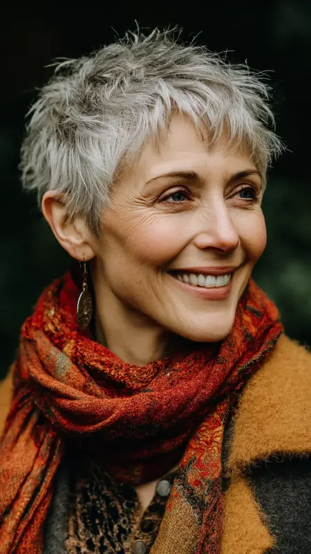 Shaggy Pixie with Fringe - pixie haircuts for women over 60