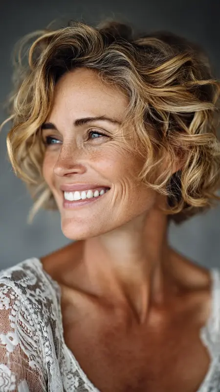 Short Beach Waves -  Short hairstyles for women over 60 with wavy hair 
