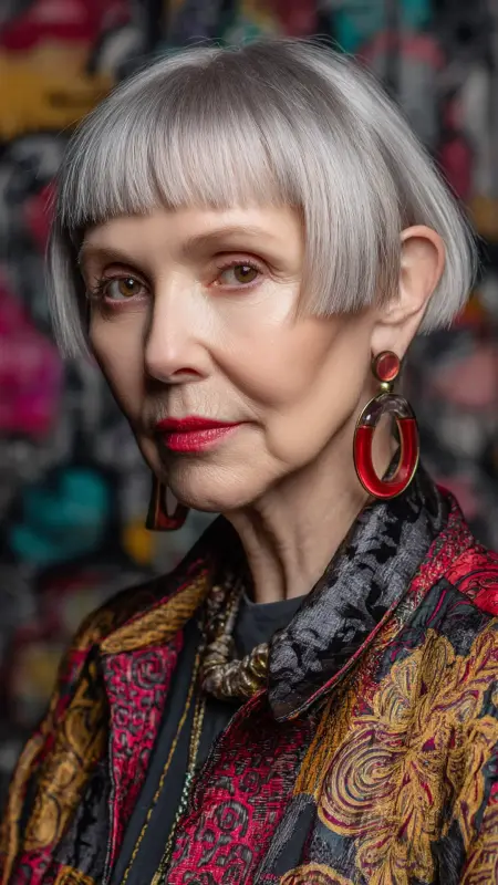 Short Blunt Cut with Micro Bangs - Hairstyles for women over 70 with fine hair