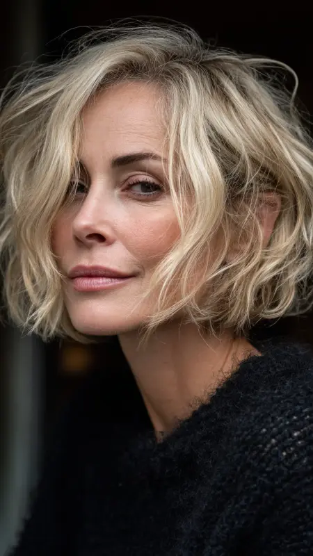 Short Bob with Undone Texture - Sassy hair older women