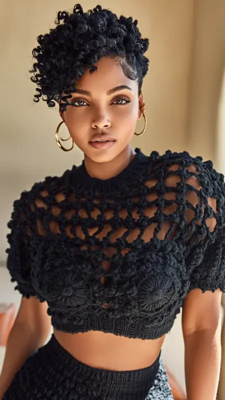 Short Crochet Finger Coil Bob -  short crochet hairstyles 