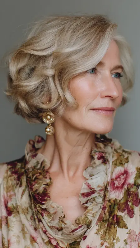 Short Curled Bob with Layered Bangs - Short Layered Hairstyles For Older Women