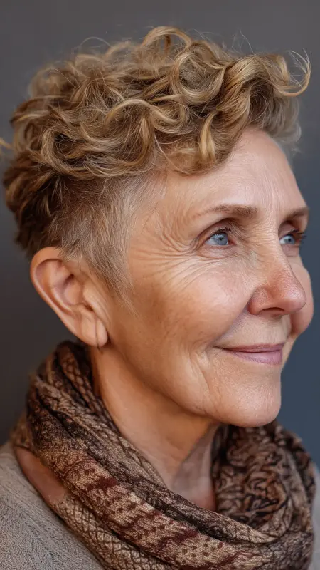 Short Curly Tapered Cut - Hairstyles for over 70 year old women