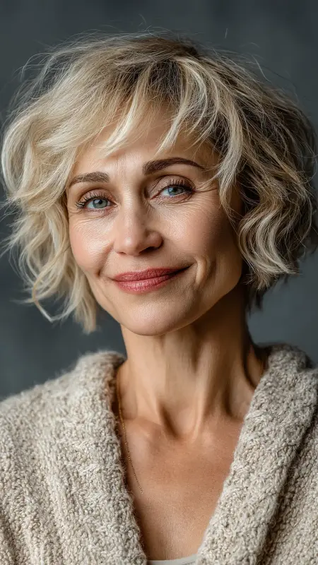 Short Layered Bob with Wispy Ends - Short Layered Hairstyles For Older Women