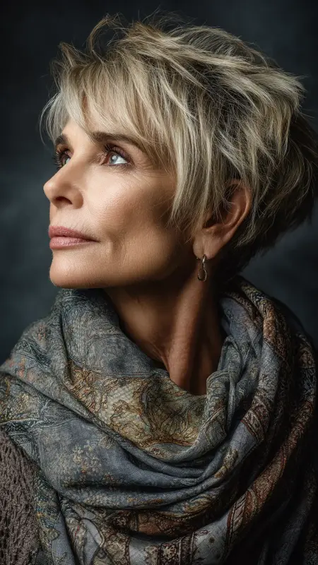 Short Layered Cut with Crown Volume - Hairstyles for women over 70 with thinning hair