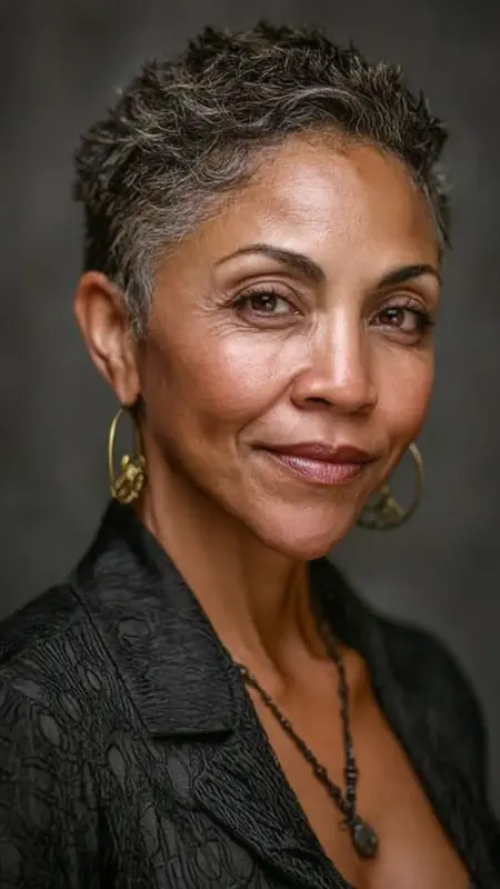 Short Pixie Cut with Textured Top - Hairstyles for Older Black Women