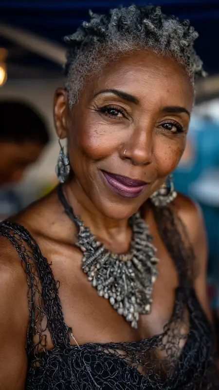 Short Salt-and-Pepper Curls - Hairstyles For Black Women Over 50
