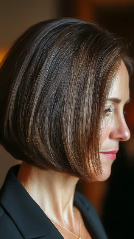 Shoulder-Length Blunt Bob with Subtle Layers - Hairstyles For Women Over 50 With Thinning Hair