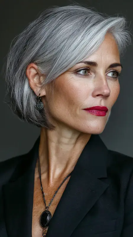 Shoulder-Length Blunt Cut with Side Part - Haircuts For Women Over 50 With Fine Hair