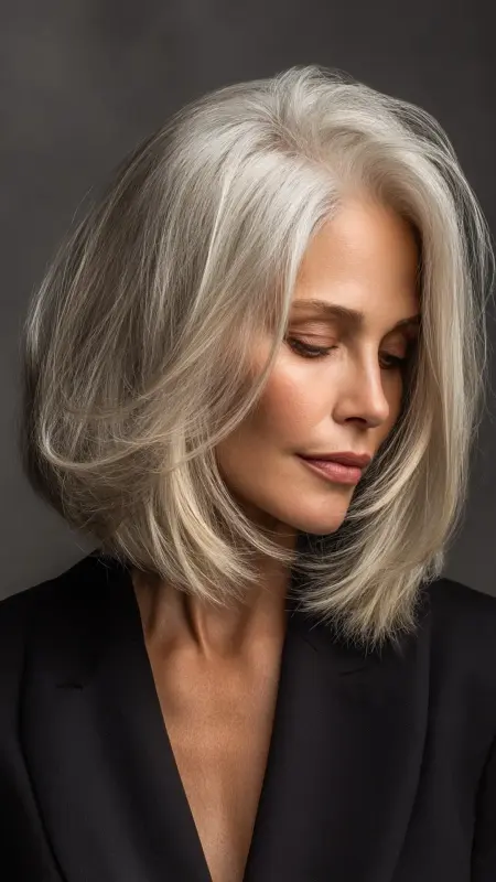 Shoulder-Length Blunt with Micro Layers - Shoulder Length Haircuts For Older Women