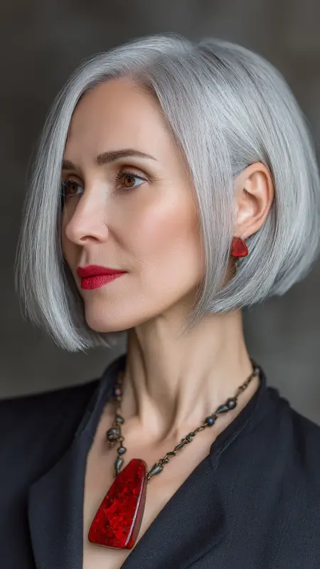 Shoulder-Length Bob with Undercut Nape - Shoulder Length Haircuts For Women Over 60