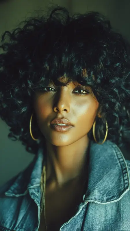 Shoulder-Length Curls With Bangs - Coarse Hairstyles For Women