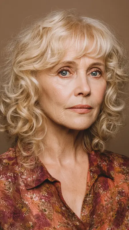 Shoulder-Length Curls with Bangs - hairstyles for women over 70 with bangs