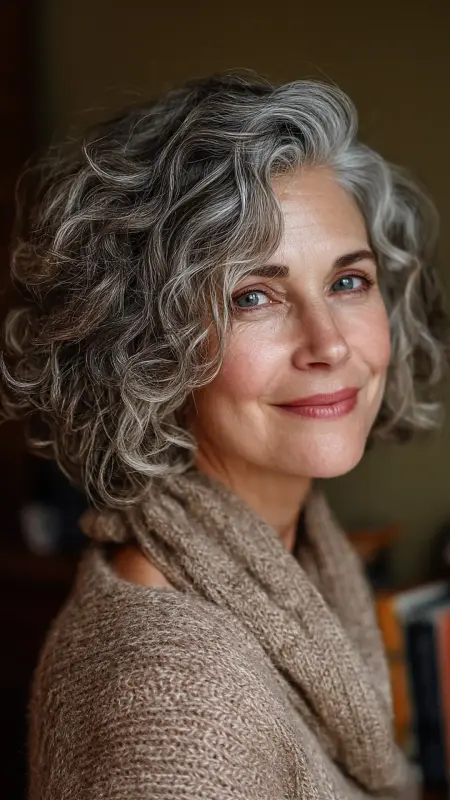 Shoulder-Length Curly Bob - Medium length haircuts for women over 50