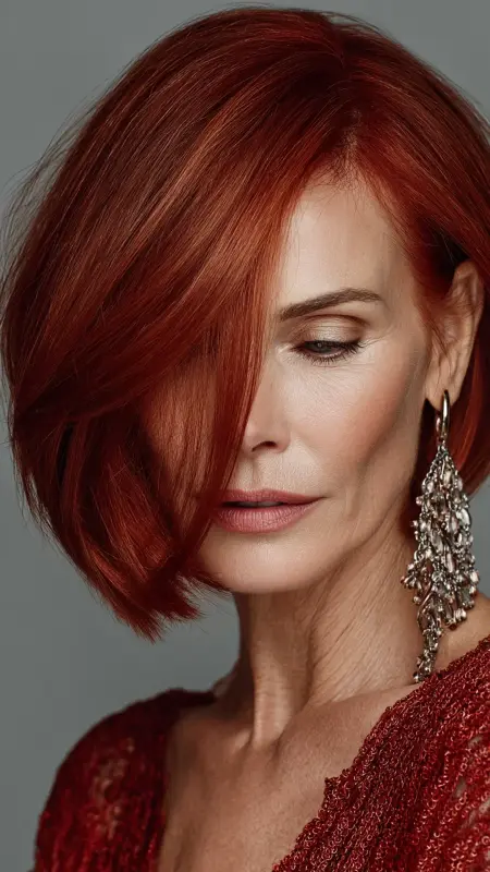 Shoulder-Length Cut with Deep Side Part - Shoulder Length Haircuts For Older Women