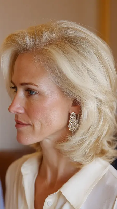 Shoulder-Length Cut with Deep Side Part - Shoulder Length Haircuts For Women Over 60