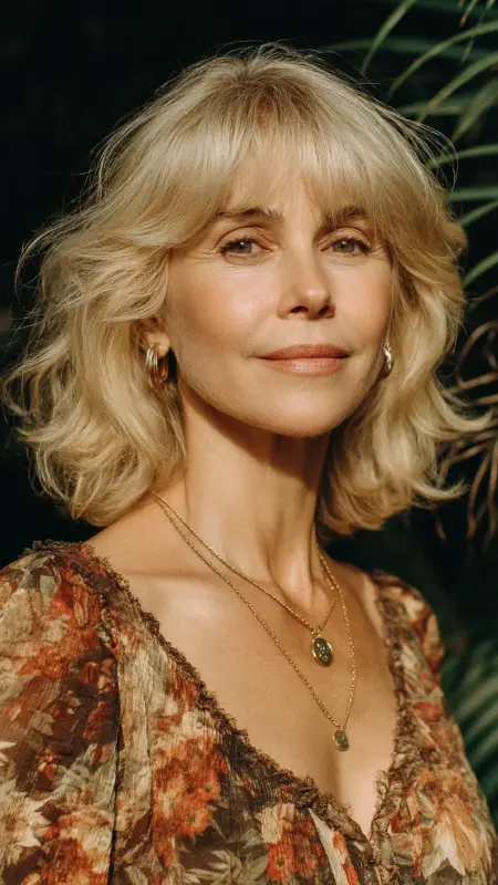 Shoulder-Length Cut with Wispy Bangs - Shoulder Length Haircuts For Older Women