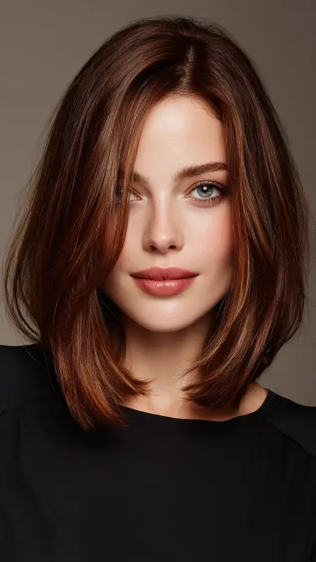 Shoulder-Length Inverted Bob - Shoulder length haircut for round faces